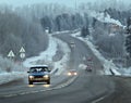 winter road route blur truck