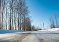 Winter road in the russian forest in a clear sunny day Royalty Free Stock Photo