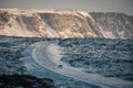 Difficult driving conditions in winter season in Iceland. Royalty Free Stock Photo