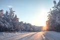 Winter road in snow