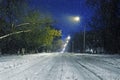 Winter road during snowfall