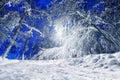 Winter road with streetlight at night