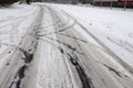 Winter road in the suburbs. Royalty Free Stock Photo