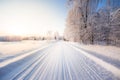 Winter road view from Sotkamo, Finland. Royalty Free Stock Photo