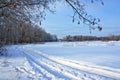 Winter road in the village Royalty Free Stock Photo