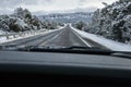 Winter road in Zion National Park, United States of America Royalty Free Stock Photo