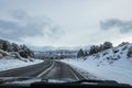 Winter road in Zion National Park, United States of America Royalty Free Stock Photo