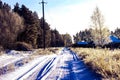 Winter rolled on a rural dirt road Royalty Free Stock Photo