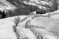 Winter in Roumania, beautiful Transylvanian landscape in winter time , snow and freezing cold whether