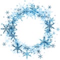 Winter round background with snowflakes.