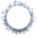 Winter round background with snowflakes.