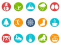 Winter round button icons