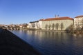 Winter royal medieval Town Pisek above the river Otava, Czech Republic