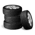 Winter rubber stack. Tyre repair shop. Auto wheel Royalty Free Stock Photo