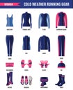 Winter running clothes set for woman in flat style