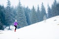 Winter running woman, jogging inspiration and motivation Royalty Free Stock Photo