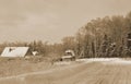 Winter rural landscape in the russian village