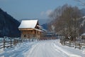 Winter rural scenery in Carpathian mountains Royalty Free Stock Photo