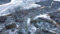 Winter in rural wisconsin with curving river Royalty Free Stock Photo