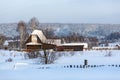 Winter in Russian old-believer village Visim. Sverdlovsk region, Russia Royalty Free Stock Photo