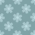 Winter Rustic Snowflake Lino Cut Texture Seamless Vector Pattern