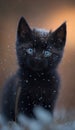 Winter\'s Cutest Companion: Black Kitten .