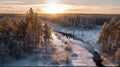 Winter\'s Embrace: Aerial Glimpse of a Tranquil Finnish Forest