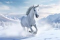 Winter\'s grace, galloping horse brings life and movement to the snowy terrain