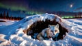 Winter\'s Guardian: Fox Nestled in Snow-Covered Den