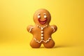 Winter's magic unfolds with glazed gingerbread cookie against yellow backdrop, making holiday season time of joy and