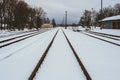 Winter\'s Path: Snowy Railway Tracks in Ventspils