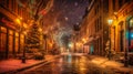 Winter\'s Serenity in a Snow-Cloaked Town.Generative AI