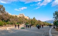 A winter\'s sunny day in Dionysiou Areopagitou Street, Athens, Greece.