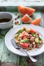 Winter Salad with Blood Orange, Spinach, Pomegranate, Avocado, Quinoa, Hazelnuts and bulgur