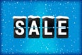 Winter sale analog flip text blue