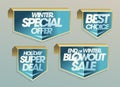 Winter sale arrow tags set - winter special offer, winter super deal, winter blowout sale and best choice