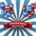 Winter sale balloons and discounts background