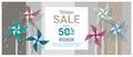 Winter sale banner with colorful pinwheels