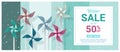 Winter sale banner with colorful pinwheels