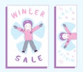 Winter sale banner with cute girl Royalty Free Stock Photo