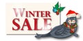 Winter sale banner, sign, background with polar dichtung