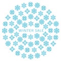 Winter sale circle with snow crystals. Royalty Free Stock Photo