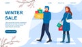 Winter Sale concept with shoppers with bargains