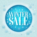 Winter sale design 3D text in a circle and snow background Royalty Free Stock Photo