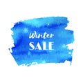 Winter sale. Hand paint blue watercolor texture