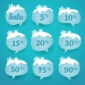 Winter sale labels in form of speech snow bubbles Royalty Free Stock Photo