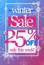 Winter sale 25% off discount vector flyer template Royalty Free Stock Photo