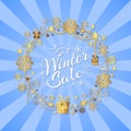Winter Sale Poster in Frame Made of Snowflakes Royalty Free Stock Photo
