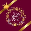 Winter Sale Poster in Frame Made of Snowflakes Royalty Free Stock Photo