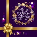 Winter Sale Poster in Frame Made of Snowflakes Royalty Free Stock Photo